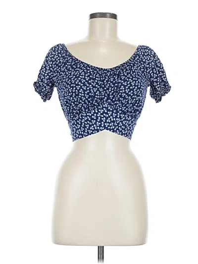 Pre-owned Lyaner Short Sleeve Top Blue Sweetheart Neckline Tops