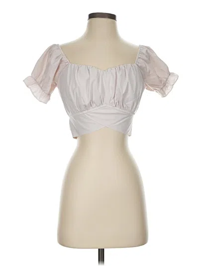 Pre-owned Lyaner Short Sleeve Top Ivory Sweetheart Neckline Tops
