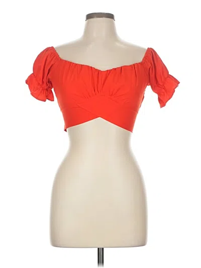 Pre-owned Lyaner Short Sleeve Top Red Sweetheart Neckline Tops