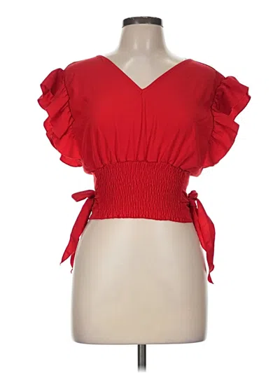 Pre-owned Lyaner Short Sleeve Top Red Sweetheart Neckline Tops