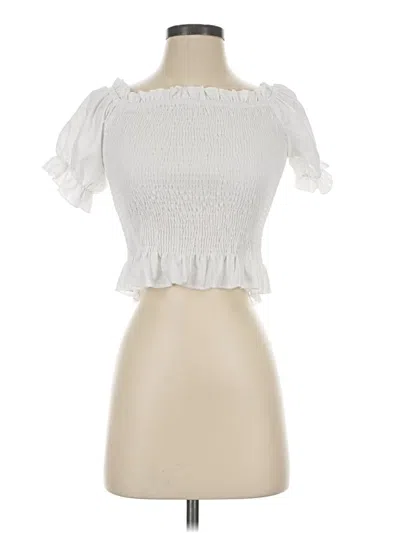 Pre-owned Lyaner Short Sleeve Top White Strapless Neckline Tops