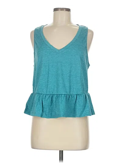 Pre-owned Lyaner Sleeveless Top Teal Halter Neckline Tops In Blue