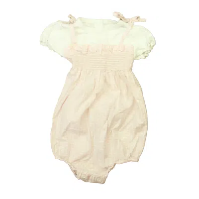 Pre-owned Lyda Baby Kids' Girls Pink White Romper In Neutral