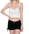 Lydia Rhinestone Fringe Top In White In White
