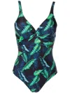 Lygia & Nanny Adriana Twisted Leaf-print Swimsuit In Blue
