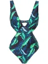 Lygia & Nanny Alexis Leaf-print Swimsuit In Blue