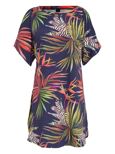 Lygia & Nanny Allat Cold-shoulder Floral Mini Dress In Blue