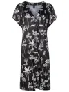 Lygia & Nanny Artemis Botanical-print Midi Dress In Black