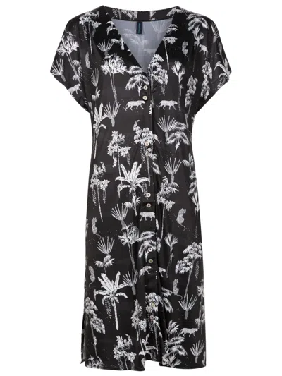 Lygia & Nanny Artemis Botanical-print Midi Dress In Black