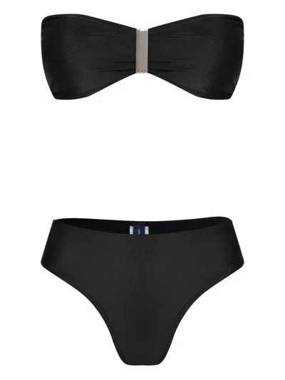 Lygia & Nanny Bandeau Metal-accent Bikini In Black