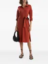 Lygia & Nanny Belted Shirt Dress In Red