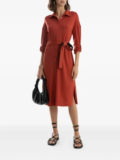 Lygia & Nanny Belted Shirt Dress In Red