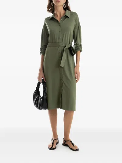 Lygia & Nanny Belted Shirt Midi Day Dress In Green