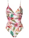 Lygia & Nanny Bianca Floral-print Swimsuit In White