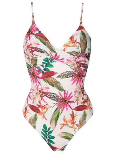 Lygia & Nanny Bianca Floral-print Swimsuit In White