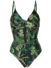 Lygia & Nanny Bianca Twisted Leaf-print Swimsuit In Green
