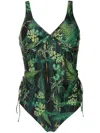 Lygia & Nanny Bruma Twisted Leaf-print Tankini In Green