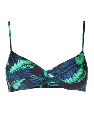 Lygia & Nanny Cassis Leaf-print Bikini Top In Blue