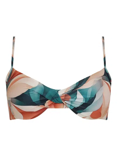 Lygia & Nanny Cassis Printed Bikini Top In Green