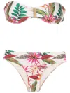 Lygia & Nanny Ester Botanical-print Bandeau Bikini In White