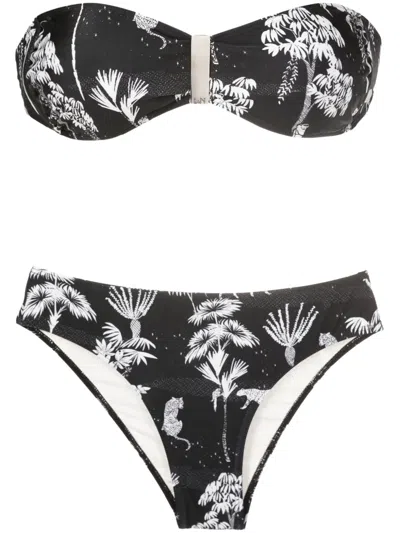 Lygia & Nanny Ester Graphic-print Strapless Bikini In Black