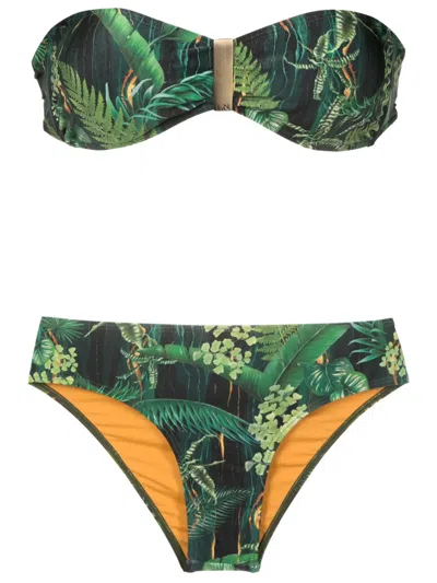 Lygia & Nanny Ester Leaf-print Bikini In Green