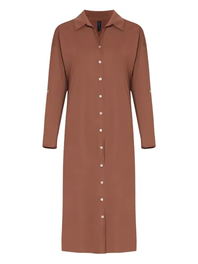 Lygia & Nanny Eveline Button-front Shirt Beach Dress In Brown