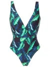 Lygia & Nanny Evita Leaf-print Swimsuit In Blue