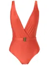 Lygia & Nanny Evita Liso V-neck Swimsuit In Orange