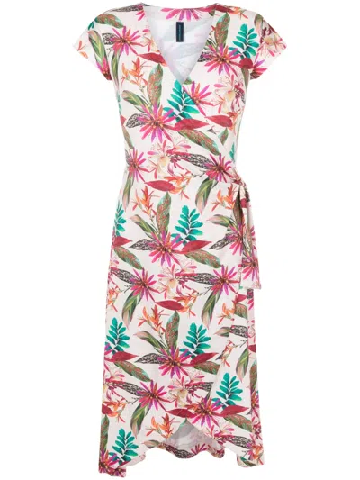 Lygia & Nanny Falcão Botanical-print Wrap Dress In Multicolour