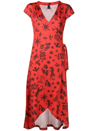 Lygia & Nanny Falcão Estampado T-shirt Dress In Brown