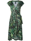 Lygia & Nanny Falcão Leaf-print Wrap Dress In Green