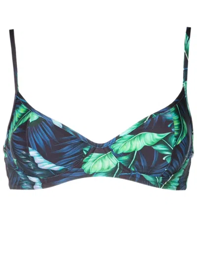 Lygia & Nanny Fiji Leaf-print Bikini Top In Blue
