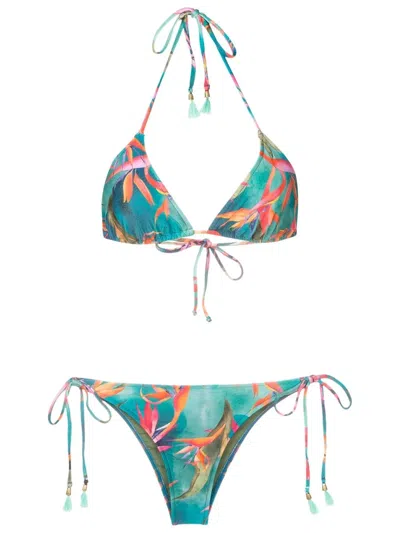 Lygia & Nanny Floral-print Adjustable Bikini Bottoms In Blue