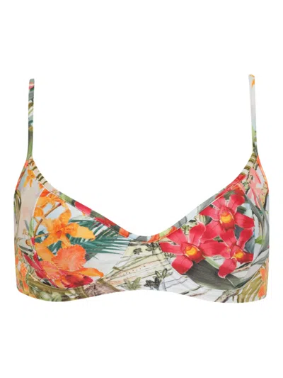 Lygia & Nanny Floral-print Bikini Top In White