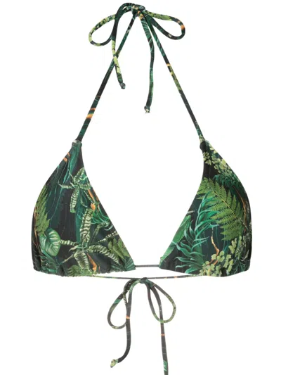 Lygia & Nanny Iasmin Leaf-print Bikini Top In Green
