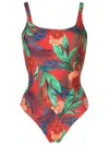 Lygia & Nanny Hapuna Floral-print Swimsuit In Red