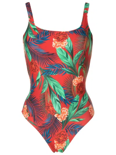 Lygia & Nanny Hapuna Floral-print Swimsuit In Red