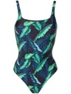 Lygia & Nanny Hapuna Leaf-print Swimsuit In Blue