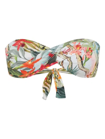 Lygia & Nanny Hawaii Twisted-front Floral Bikini Top In White
