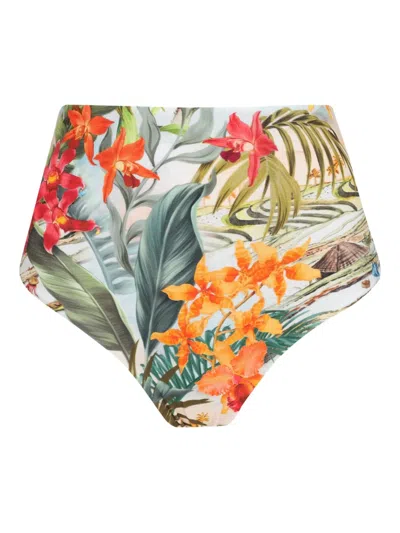 Lygia & Nanny High-waisted Floral-print Bikini Bottoms In White