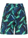 Lygia & Nanny Iara Leaf-print Mini Shorts In Blue