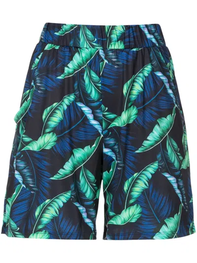 Lygia & Nanny Iara Leaf-print Mini Shorts In Blue