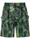 Lygia & Nanny Iara Leaf-print Mini Shorts In Green