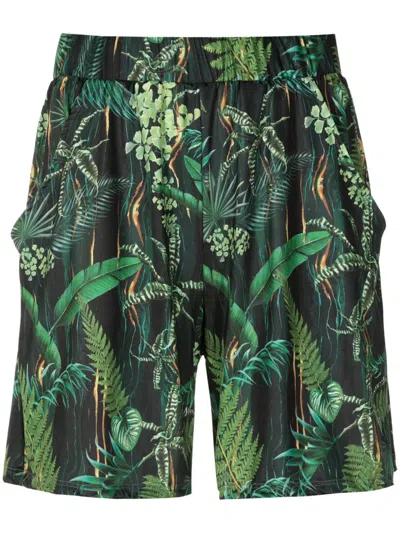 Lygia & Nanny Iara Leaf-print Mini Shorts In Green