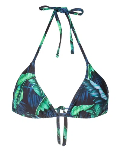 Lygia & Nanny Iasmin Leaf-print Bikini Top In Blue
