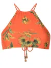 Lygia & Nanny Ilana Botanical-print Bikini Top In Orange