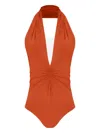 Lygia & Nanny Isatou Halterneck Swimsuit In Orange