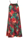 Lygia & Nanny Isis Botanical-print Shift Dress In Red