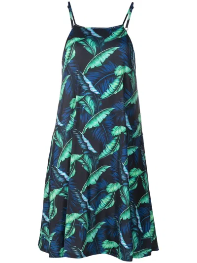 Lygia & Nanny Isis Leaf-print Minidress In Blue
